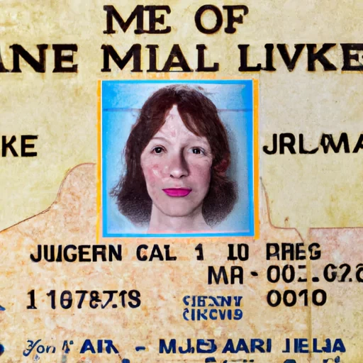 A back Michigan Driver's License for JUNE MARIE SAMPLE, expiration date 10/15/2019, with a photo of THIS woman please make it look realistic